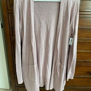 Mauve tunic length open cardigan